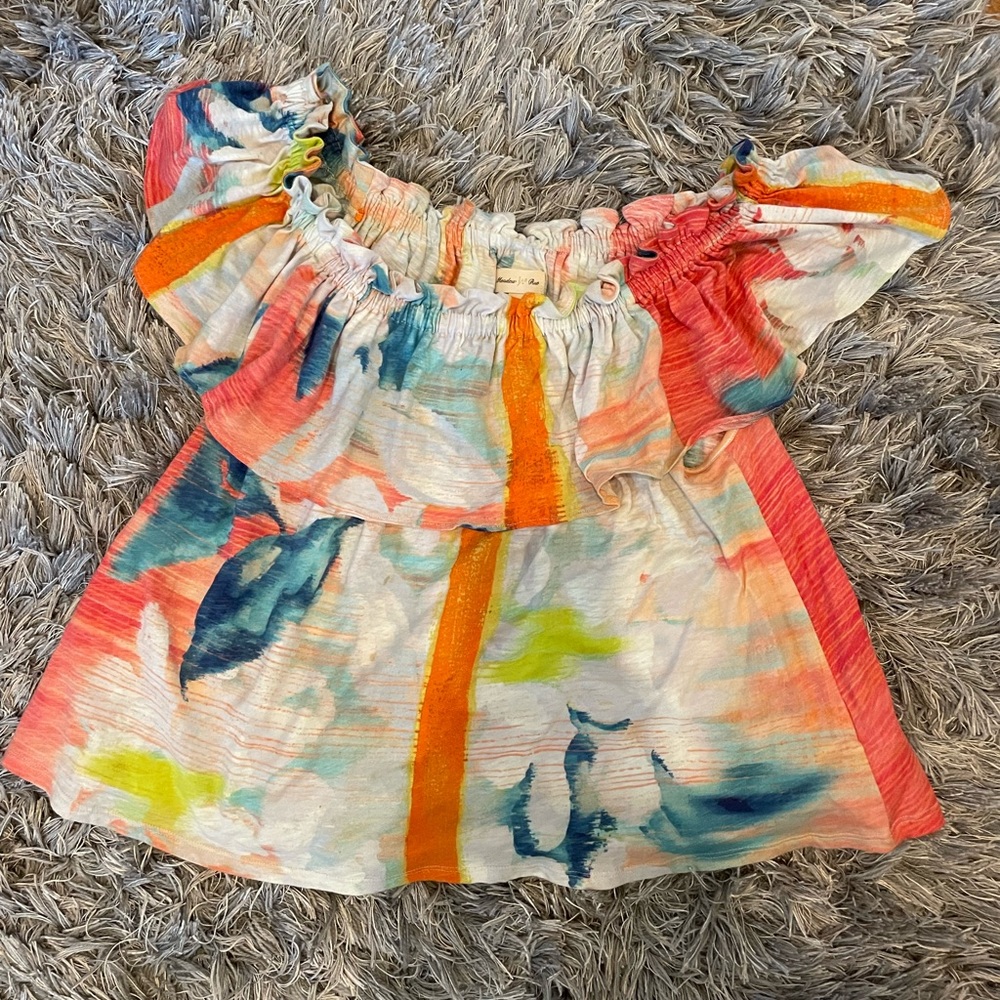 Anthropologie Meadow Rue off the shoulder watercolor top